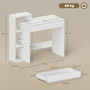 Scrivania Moderna 100x40x90 cm con Ripiani e Cassetto in Legno Bianco  