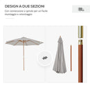 Ombrellone da Giardino Ø300x250H cm Palo in Legno e 8 Stecche Grigio  