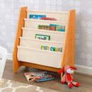 Libreria Montessoriana per Bambini Portalibri 4 livelli in Legno e Tessuto