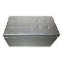 Baule Cassapanca Pouf Contenitore in Similpelle e Cristalli Renier Argento