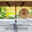 Tavolo da Giardino Rettangolare a 6 Posti 175x80x75 cm con Foro per Ombrellone in Legno e Acciaio   