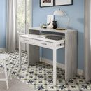 Scrivania Consolle Estensibile 99x36/70x88 cm 2 Cassetti Bianco e Cemento