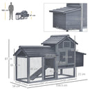 Pollaio Gabbia per Galline da Esterno 150,5x54x87 cm in Legno Grigio