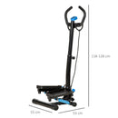 Stepper con Monitor LCD 55x53x118-128 cm Manubrio Regolabile ed Elastici Nero e Blu