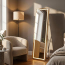 Specchio da Terra LED Simple Rett, 50x3x160 cm in Alluminio e Specchio Oro      
