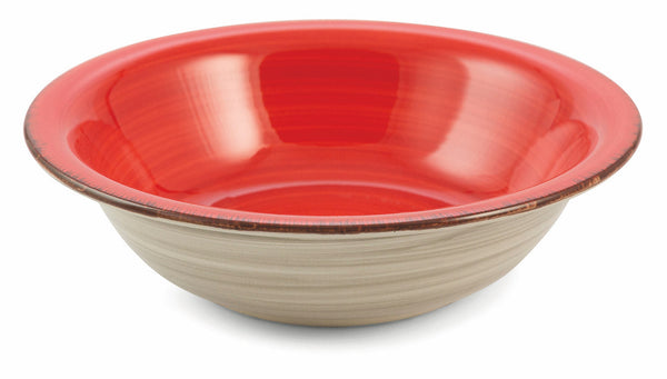 Set 6 Piatti Fondi Ø21,5x5,5 cm in Gres Villa d'Este Home Tivoli Baita Rosso e Grigio sconto