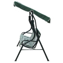 Dondolo da Giardino 3 Posti 170x110x160 cm con Tetto Parasole in Acciaio e Poliestere a Righe Verde      