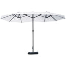 Ombrellone Doppio a 12 Stecche 455x265x238 cm con Base a Croce e Manovella in Acciaio e Poliestere Beige      