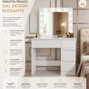 Toeletta Trucco 94x43x140 cm Postazione Makeup 12 Luci LED e Cassetti Bianco      