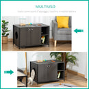 Mobile Lettiera per Gatti 83x51x55 cm in Legno e Acciaio Nera