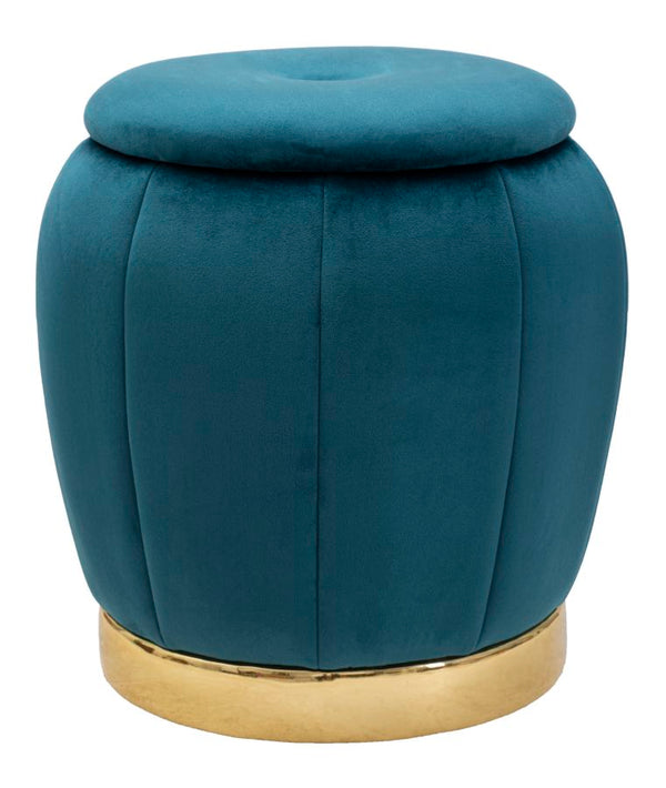 sconto Pouf Contenitore Paris Oro Ø 43x43 cm in Legno e Poliestere Ottanio