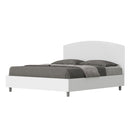 Letto Matrimoniale con Rete e Contenitore Alzata Comoda Struttura Bianco Frassico e Testata in Similpelle Antilia Bianco Varie Misure