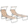 Set 2 Sdraio da Giardino 187x58x36 cm Pieghevoli con Tettuccio Regolabile in Tessuto Oxford e Metallo Marrone