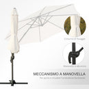Ombrellone Decentrato da Giardino in Acciaio Ø2,95x2,5 m 360° Bianco Crema 
