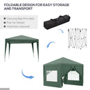 Gazebo Pieghevole 3x3m in Acciaio e tessuto Oxford Verde