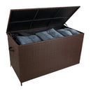 Baule da Esterno 138x70x80 cm in Rattan con Borsa Impermeabile Marrone 