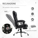 Sedia da Ufficio Regolabile Poltrona Girevole con Poggiapiedi Estraibile Nero 