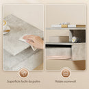 Set di 2 Comodini Sospesi 35x32x22,5 cm con Cassetto e Mensola Aperta Rivestimento in Melamina Grigio Cemento      
