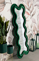 Specchio da Muro Monica Verde 58x4x160 cm in MDF e Poliestere e Specchio Verde      