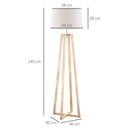 Lampada da Terra Ø44x149 cm E27 Paralume in Tessuto Bianco