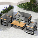 Salotto da Giardino con Divano da Esterno 2 Poltrone e Tavolino in Alluminio   Grigio