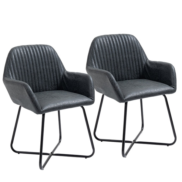 online Set 2 Sedie Imbottite 60x56,5x85 cm in Similpelle Nere