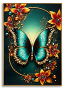Stampa Decorata su Tela Laccata con Cornice Butterly 70x4x100 cm in Abete e Tela e Plastica      