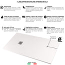Piatto Doccia in Pietra  Pedrinelli Ardesia Stone Side Bianco Varie Misure