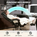 Sedia da Ufficio Massaggiante e Riscaldata, Reclinabile in Pelle PU, con Telecomando e Poggiapiedi, Nero      