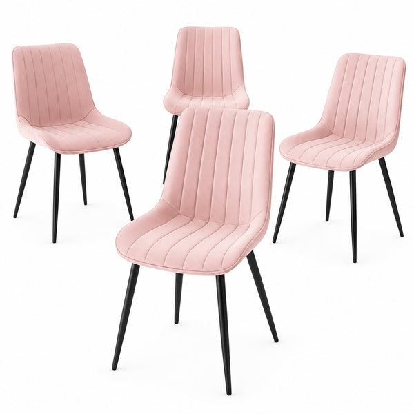 Set 4 Sedie da Pranzo Seduta Ergonomica 43x52x85 cm Struttura in Acciaio in Velluto Rosa sconto