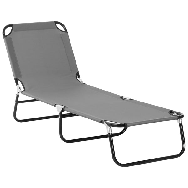 acquista Sdraio da Giardino Pieghevole 188x56x28 cm con Schienale Regolabile Acciaio e Tessuto Oxford Grigio