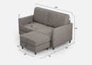 Divano 2 Posti con Pouf 138x155x85 cm Karay in Tessuto Grigio