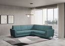 Divano Angolare 5 Posti 228x228x85 cm Yasel in Tessuto Petrolio