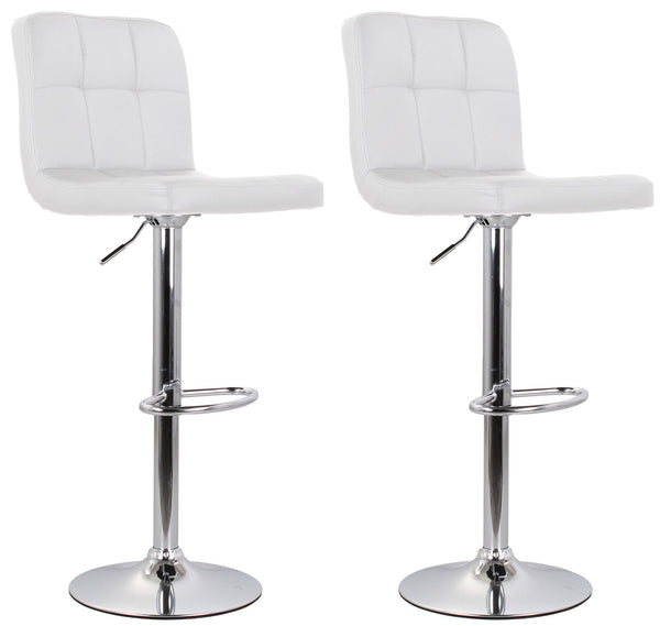 acquista Set 2 Sgabelli 44x38x63/82 cm in Ecopelle con Base Cromata Bianco