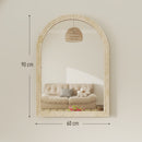 Specchio da Parete ad Arco 60x2x90 cm Cornice Effetto Pietra in Polistirene Beige      