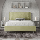 Letto Matrimoniale Francese Imbottito in Microfibra Antea Large Tè Verde Varie Misure