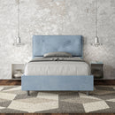 Letto 1 Piazza E Mezzo Imbottito in Microfibra Appia Large Azzurro Varie Misure