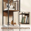 Libreria 29,5x30x185 cm Scaffale a 6 Ripiani Finitura in Legno e Acciaio Marrone      