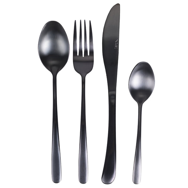 acquista Servizio Set di Posate 24 Pezzi in Acciaio Nero Lucido Villa d'Este Home Tivoli Drop