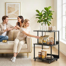 Mobile Supporto Stampante 3 livelli 50x40x75 cm con Ruote e Ripiani in Metallo Nero      