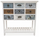 Consolle 9 Cassetti con Portaceste 80x32,5x82 cm in Legno Soriani Bianco Anticato