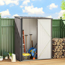 Casetta da Giardino 161,5x94,5x196 cm Porta Attrezzi con Catenaccio in Acciaio Grigio Chiaro      