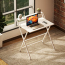 Scrivania Pieghevole 81,5x62x86,5 cm con Ripiano per Monitor Bianco   