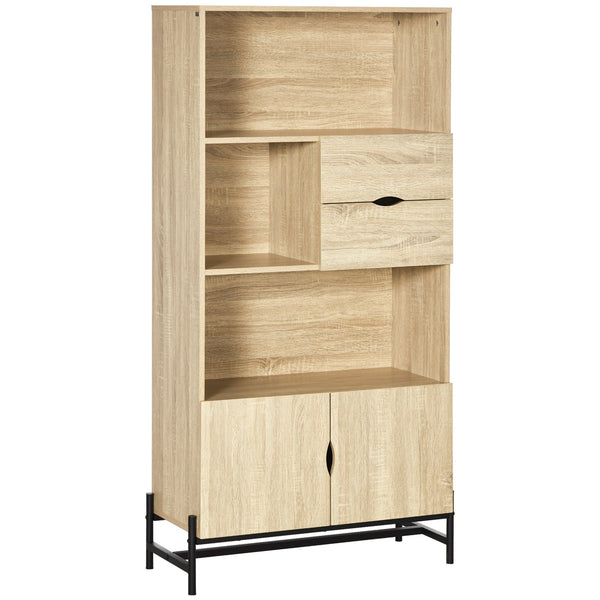 acquista Libreria a Parete 80x35x155 cm in MDF e Metallo Legno Naturale