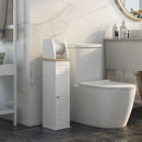 Mobile Bagno Porta Carta Igienica Salvaspazio 18x20x80 cm con Armadietto e Mensola in MDF Bianco      