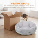 Letto Reversibile per Gatti o Cani di Piccola Taglia da Interno Ø62x21 cm in Peluche e Cotone PP Grigio Chiaro      