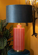 Lampada da Tavolo Helene Tower Ø40x70 cm in Vetro e Ferro e Tessuto Rosso e Blu      