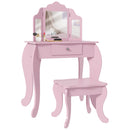 Tavolo da Trucco per Bambine 3-6 Anni con Sgabello e Specchio Regolabile Tavolo con Cassetto Rosa      