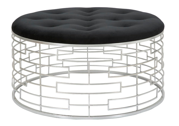 acquista Puff Ice Ø91,5x47 cm in Ferro e MDF e Spugna e Poliestere Argento e Nero