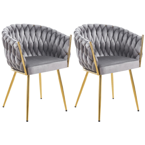 Set 2 Sedie per Sala da Pranzo e Ufficio in Velluto Grigio Sedia Ergonomica online